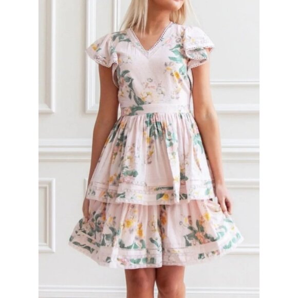 Rachel Parcell Dresses & Skirts - Sold Out Rachell Parcell Tiered Ruffle Sleeve Dot Floral Dress Size M NWT 7150